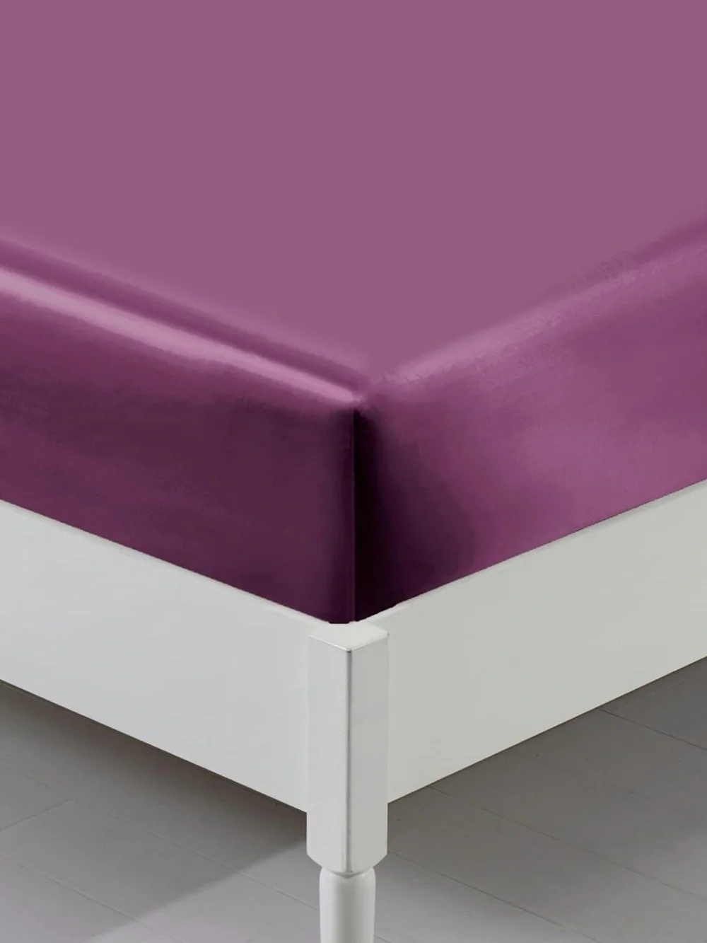Satin Queen Fitted Sheet, Deep Pocket, Purple, Silky, Cooling, Wrinkle Free